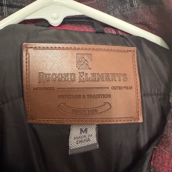 Rugged Elements Men’s Quilted Flannel Button Up Plaid Jacket Medium Red Grey - Picture 5 of 6